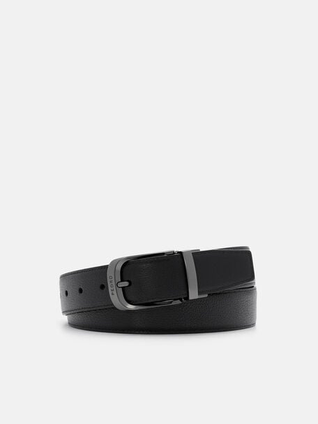 Embossed Leather Reversible Pin Belt, , hi-res