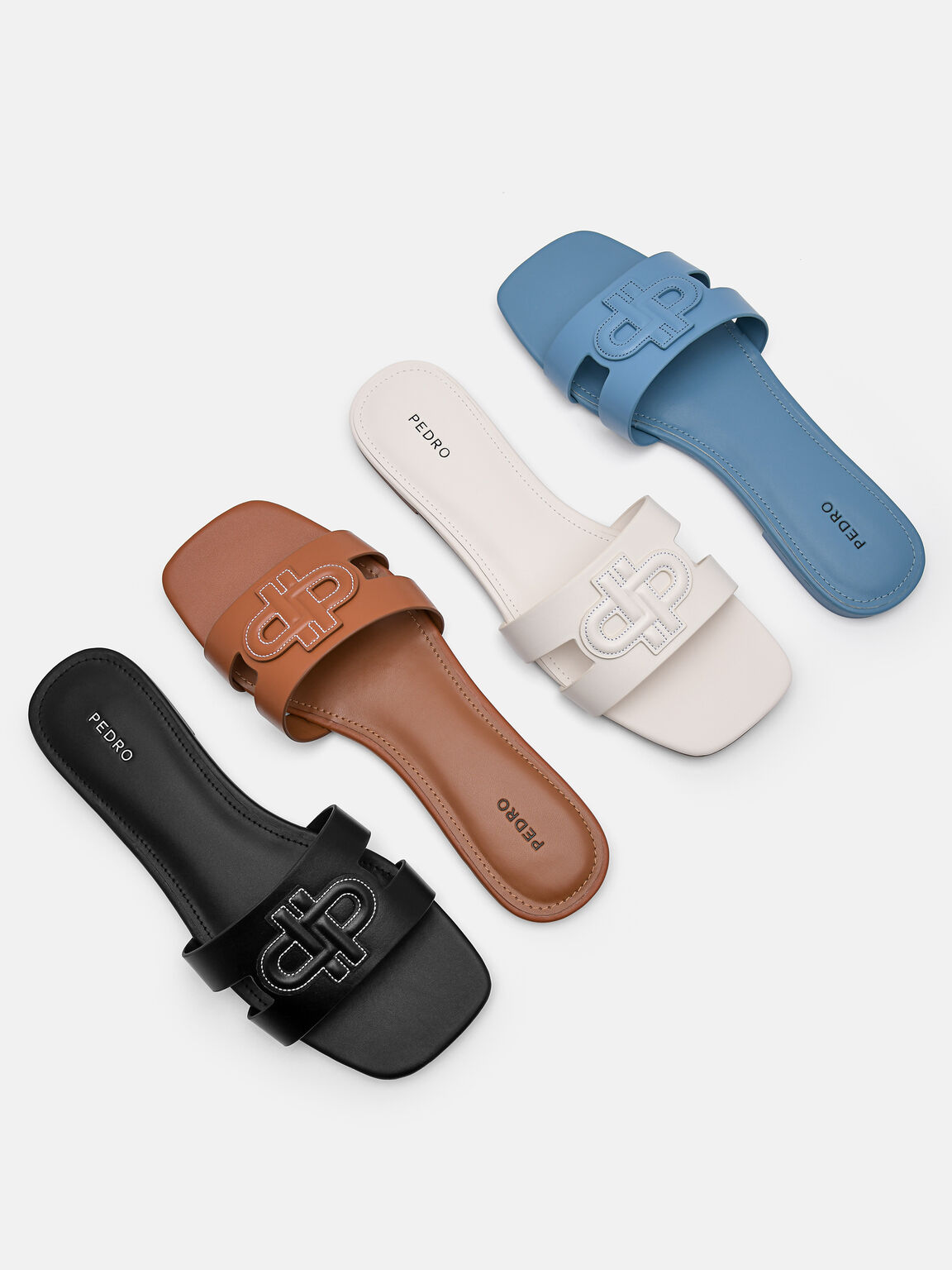 PEDRO Icon Leather Slip-On Sandals, Cognac