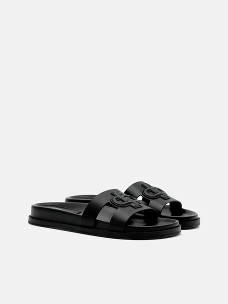 PEDRO Icon Leather Heel Sandals, Black
