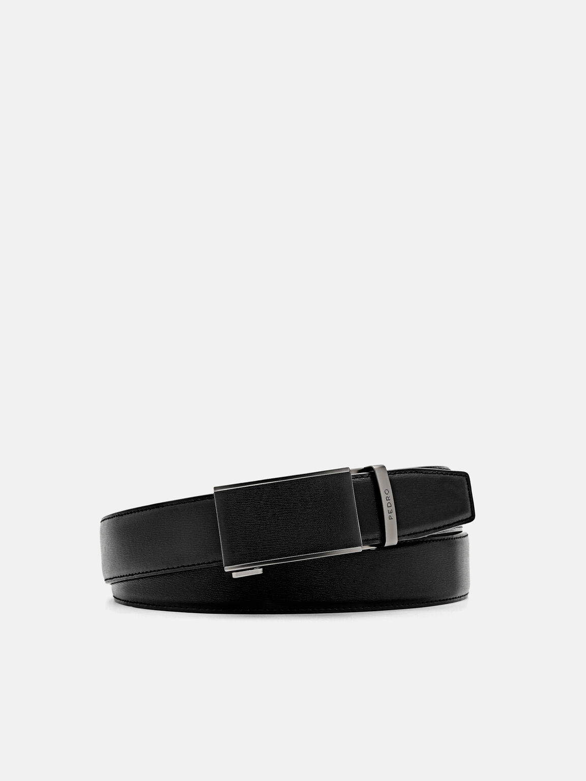 Embossed Leather Automatic Belt, Black