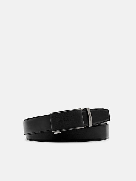 Embossed Leather Automatic Belt, Black