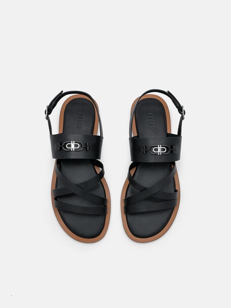 PEDRO Icon Leather Heel Sandals, Black