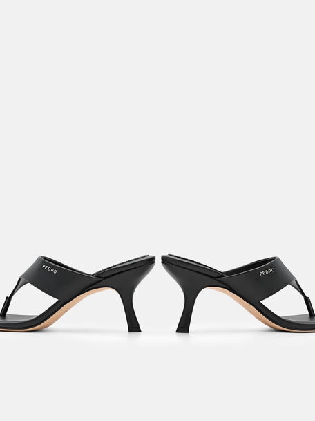PEDRO Icon Leather Heel Sandals, Black