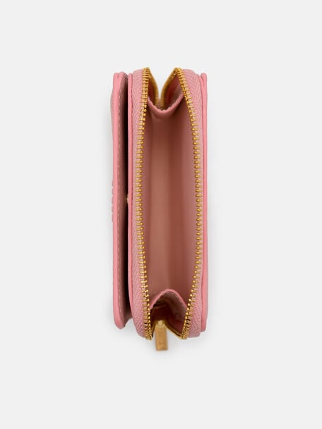 Dompet Lipat Dua Beritsleting Kulit Tumbled, 