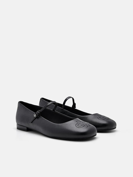 PEDRO Icon Leather Heel Sandals, Black