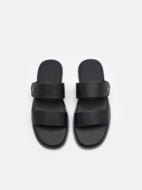 PEDRO Icon Leather Heel Sandals, Black