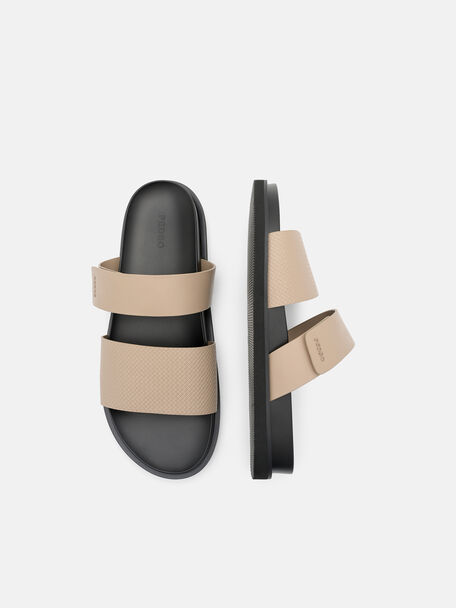 Embossed Slide Sandals, , hi-res