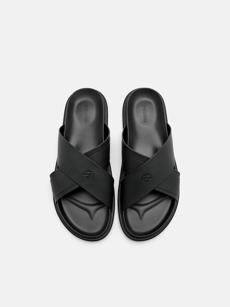 PEDRO Icon Leather Heel Sandals, Black