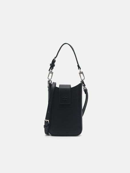 PEDRO Icon Leather Phone Pouch, Black, hi-res