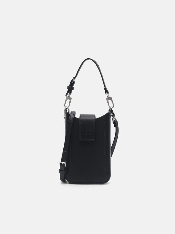 PEDRO Icon Leather Phone Pouch, Black, hi-res