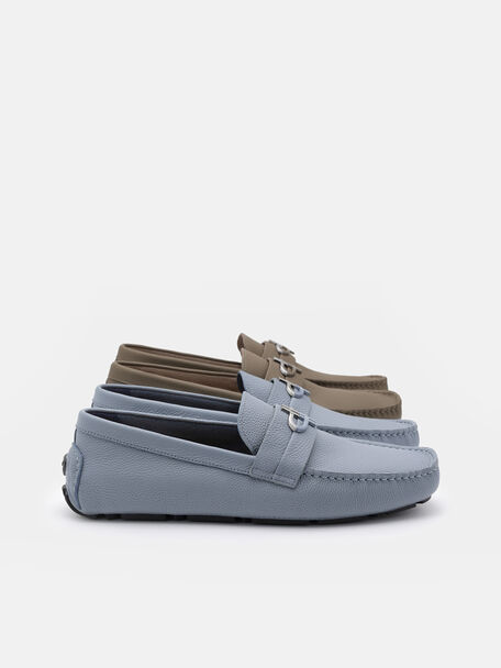 Sepatu Mengemudi Kulit Bertekstur Timbul, , hi-res