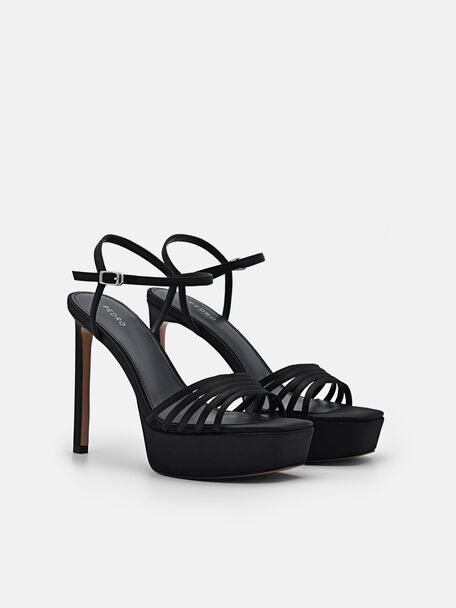 PEDRO Icon Leather Heel Sandals, Black