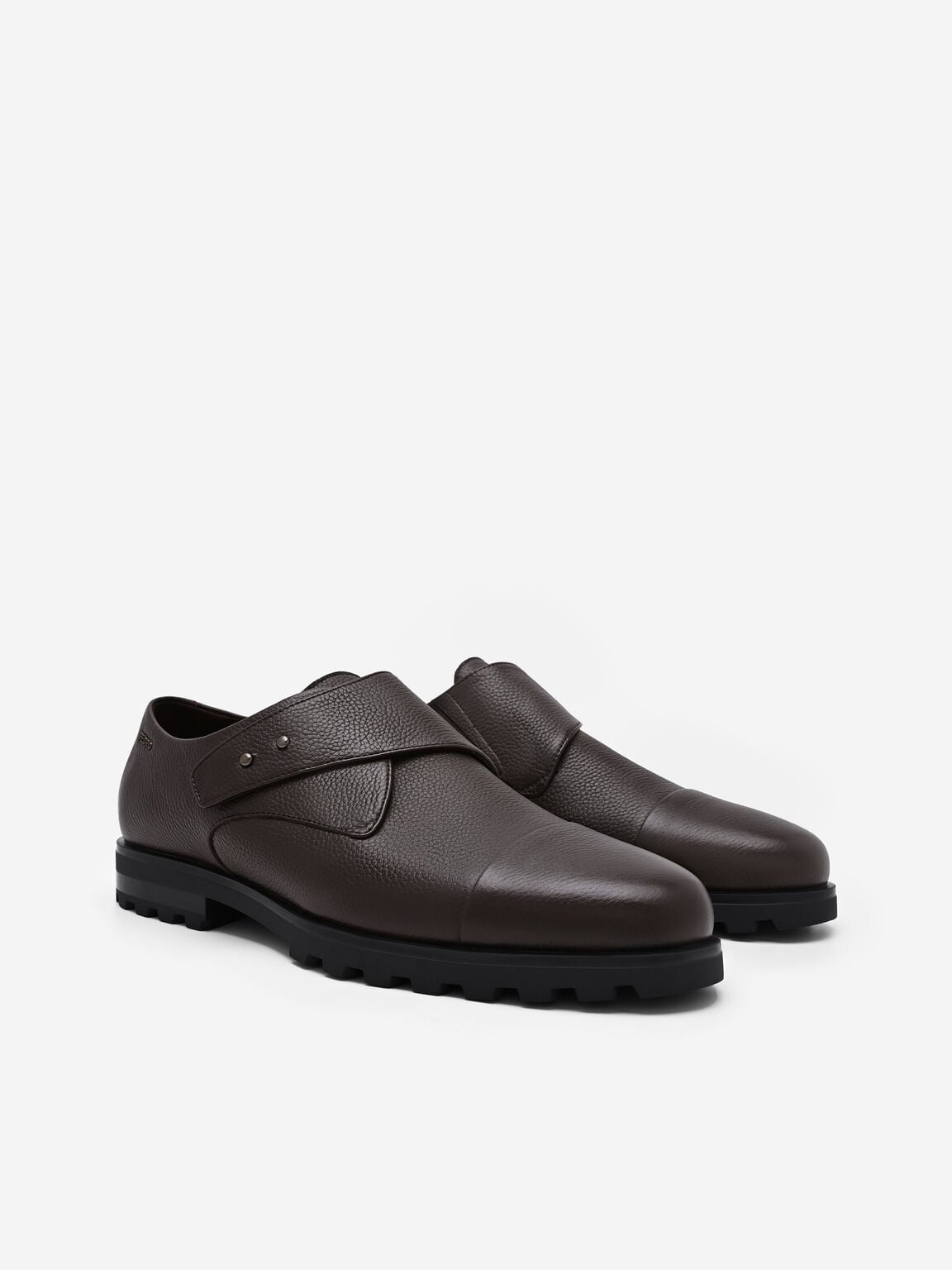 Flint Leather Monkstrap Shoes, , hi-res