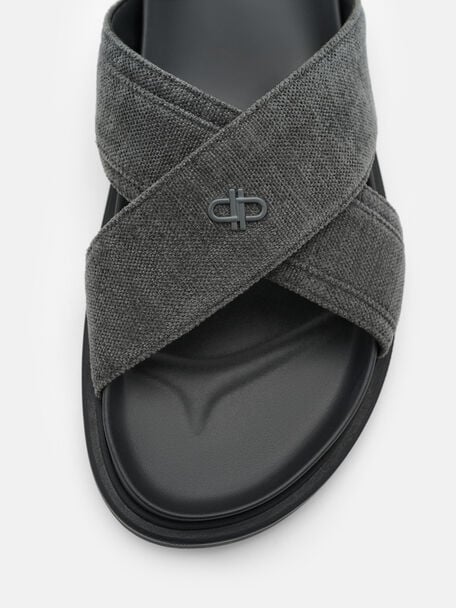 Velvet Cross Sandals, , hi-res