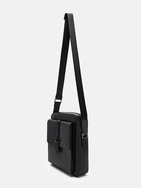 Boxy Saffiano Leather Crossbody Bag, , hi-res