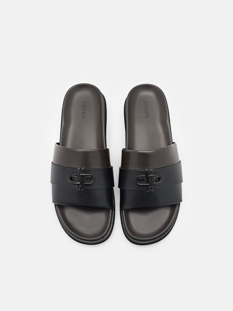 PEDRO Icon Leather Heel Sandals, Black