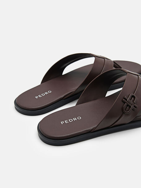 PEDRO Icon Leather Heel Sandals, Black