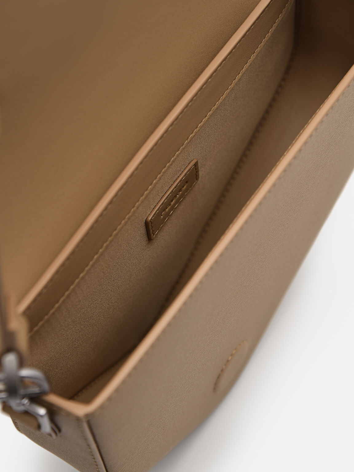 Taper Leather Mini Sling Bag, Sand