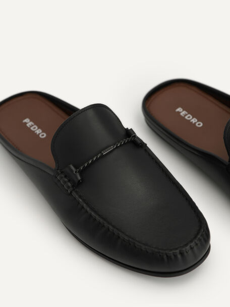 PEDRO Icon Leather Heel Sandals, Black
