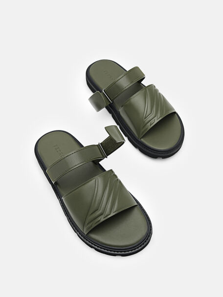 PEDRO Icon Leather Heel Sandals, Black