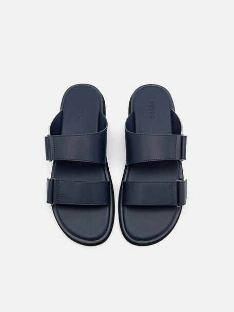 PEDRO Icon Leather Heel Sandals, Black
