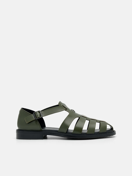 Brent Leather Caged Sandals, 