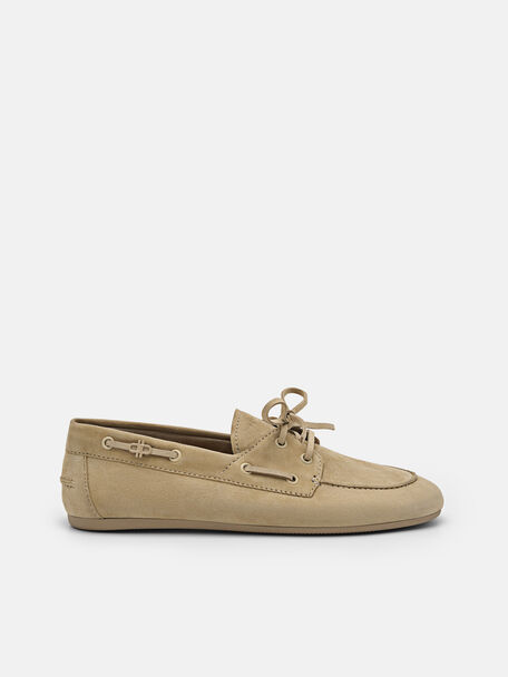Dee Leather Boat Shoes, Sand, hi-res
