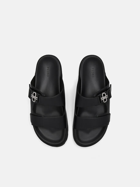 PEDRO Icon Leather Heel Sandals, Black