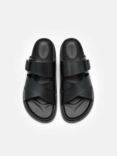 PEDRO Icon Leather Heel Sandals, Black