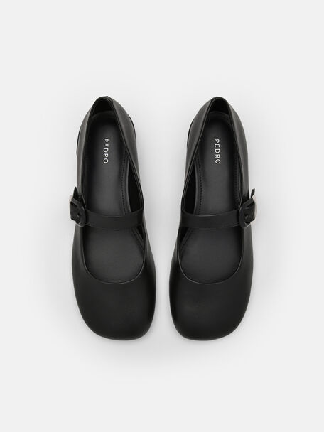 PEDRO Icon Leather Heel Sandals, Black