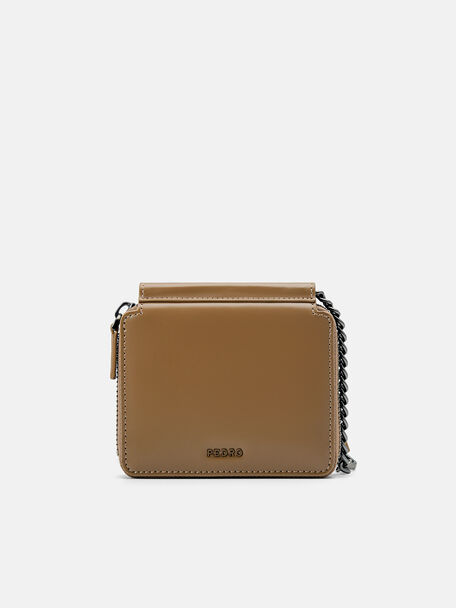 Leather Mini Pouch, Taupe