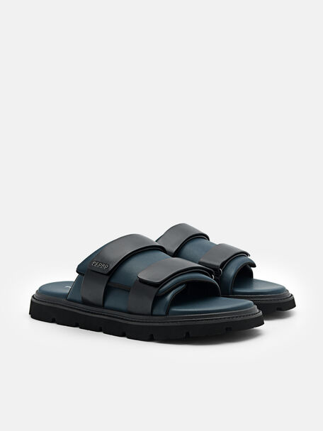 PEDRO Icon Leather Heel Sandals, Black
