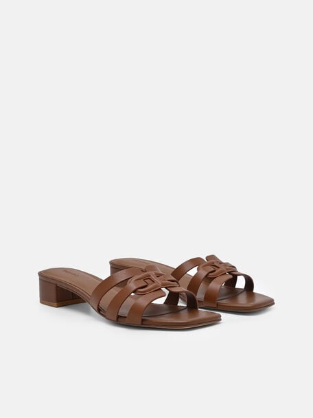 Sandal Hak Tinggi Carmel Berbahan Kulit, 