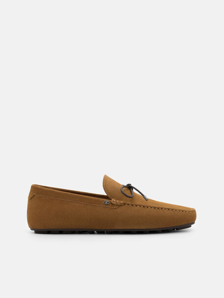 Suede Bow Driving Shoes, , hi-res