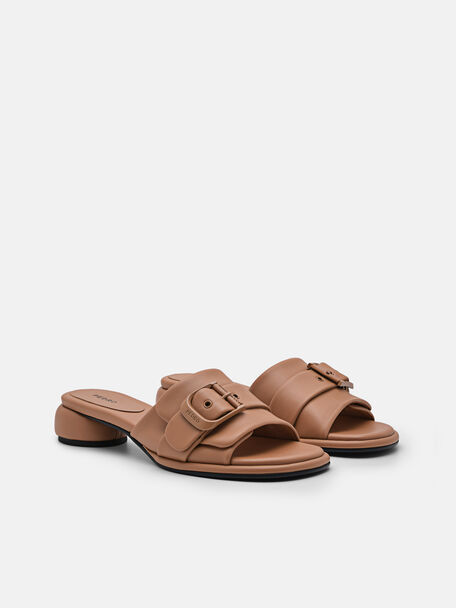 PEDRO Icon Leather Heel Sandals, Black