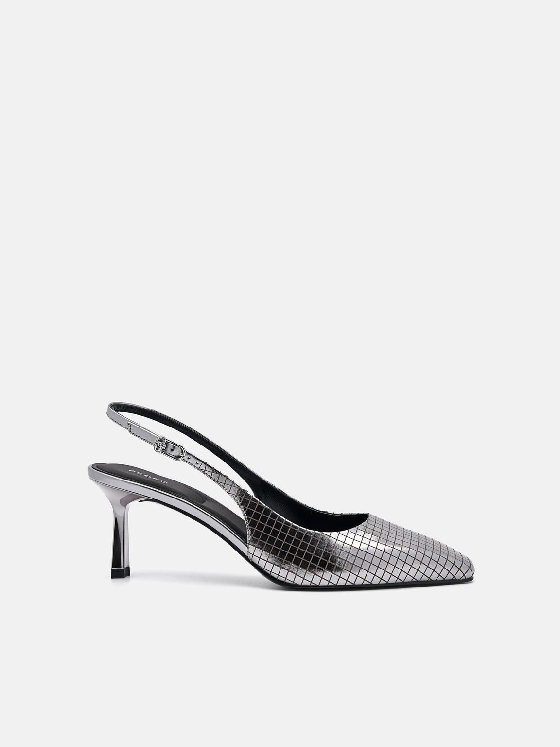Metallic Leather Slingback Heel Pumps, 
