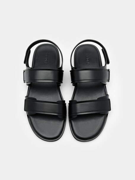 PEDRO Icon Leather Heel Sandals, Black