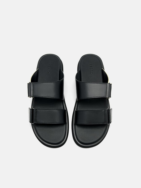 PEDRO Icon Leather Heel Sandals, Black