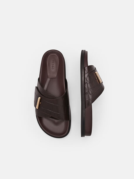 PEDRO Icon Leather Heel Sandals, Black