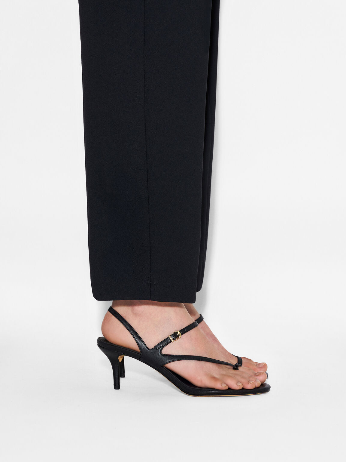 Oblique Leather Heel Sandals, 