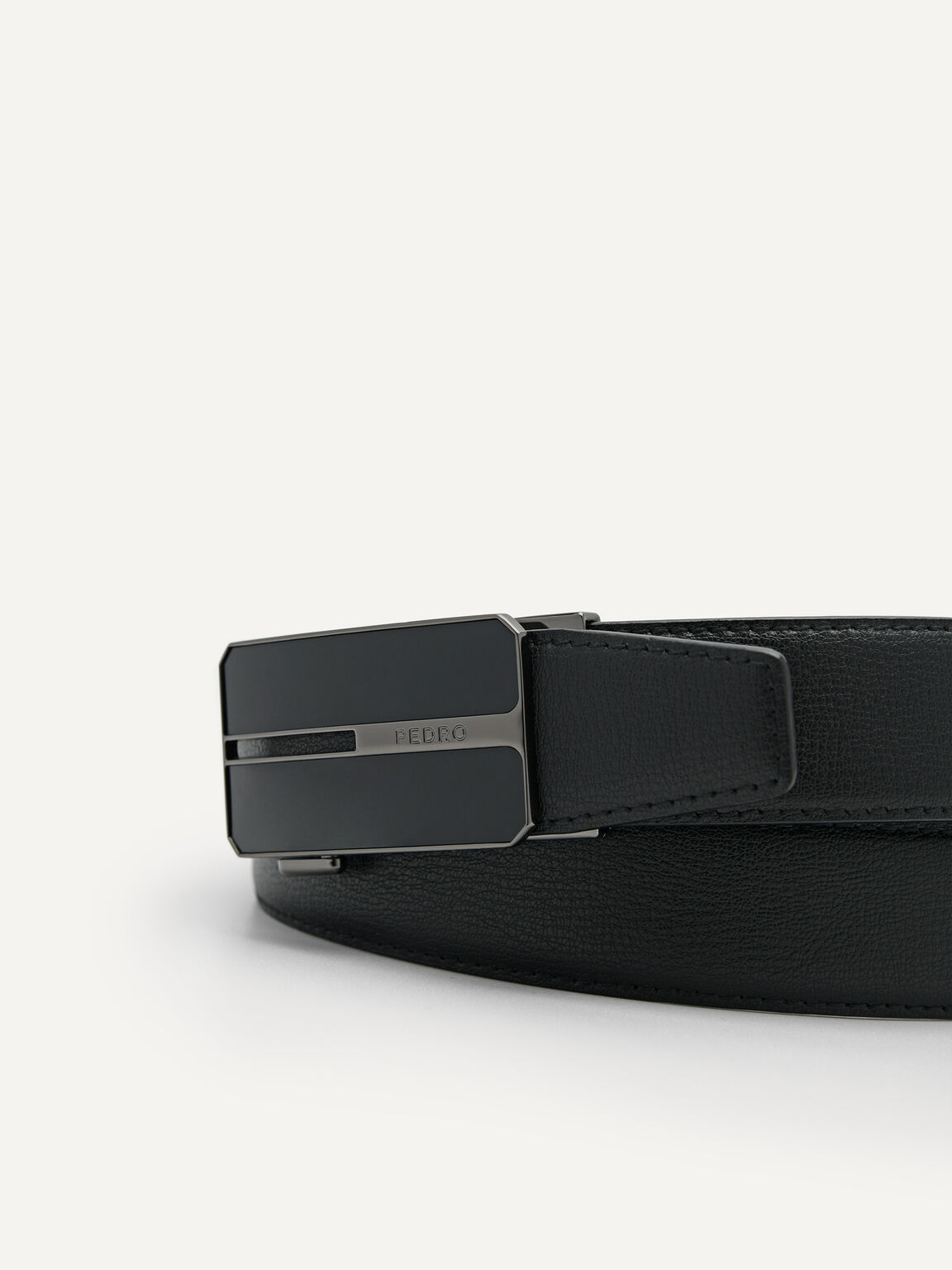 Embossed Leather Automatic Belt, , hi-res