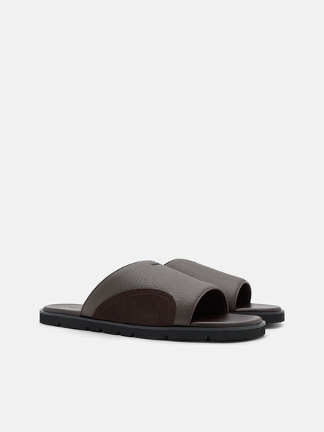 Sandal Slide Wide-Band Kulit, , hi-res