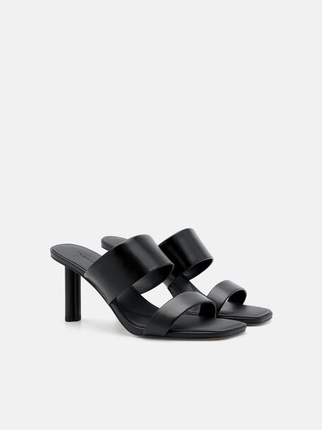 PEDRO Icon Leather Heel Sandals, Black