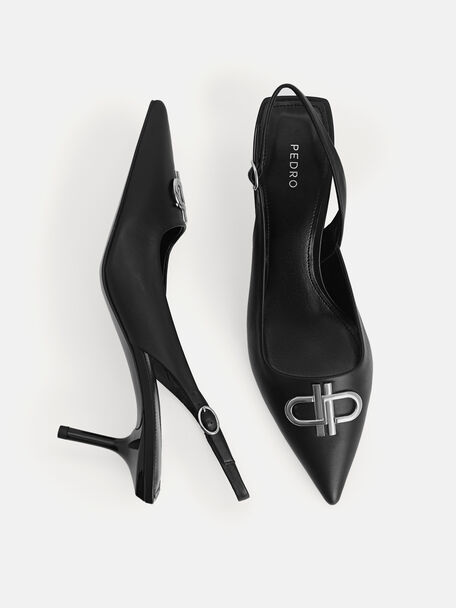 PEDRO Icon Leather Heel Sandals, Black