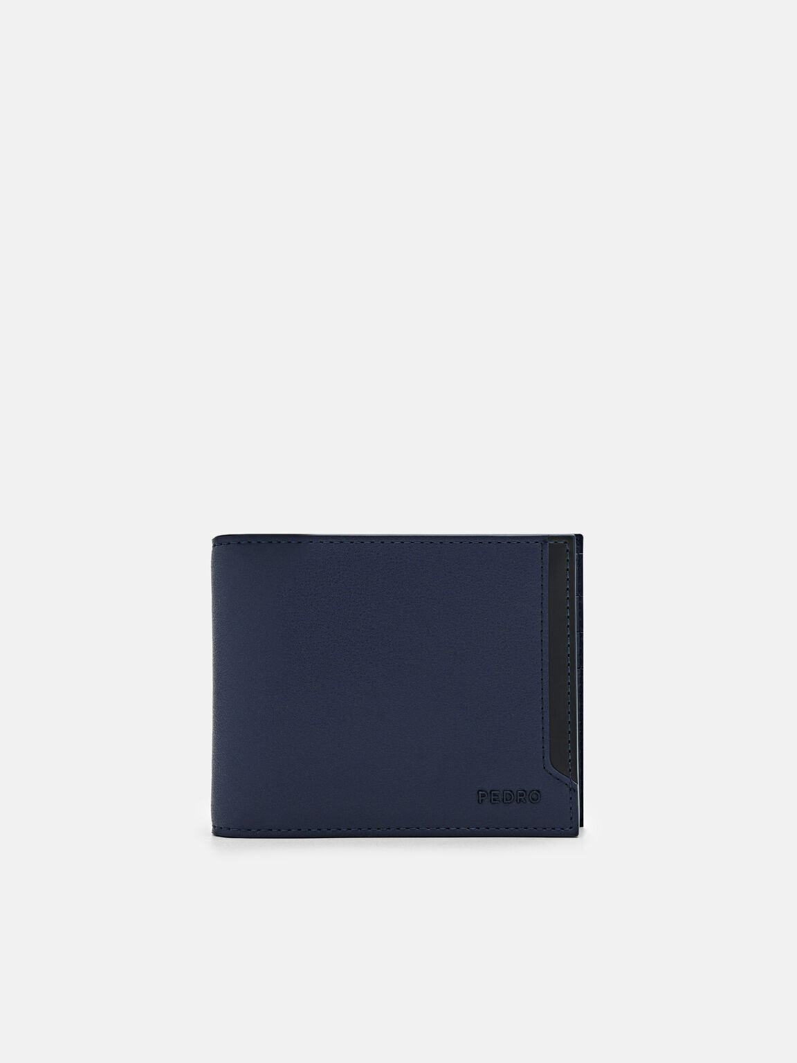 Leather Bi-Fold Wallet with Insert, Navy, hi-res