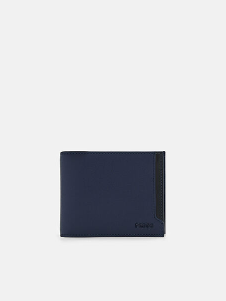 Leather Bi-Fold Wallet with Insert, Navy, hi-res