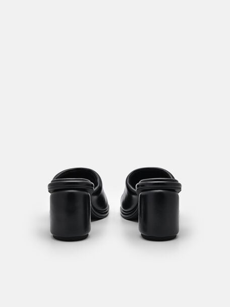 PEDRO Icon Leather Heel Sandals, Black