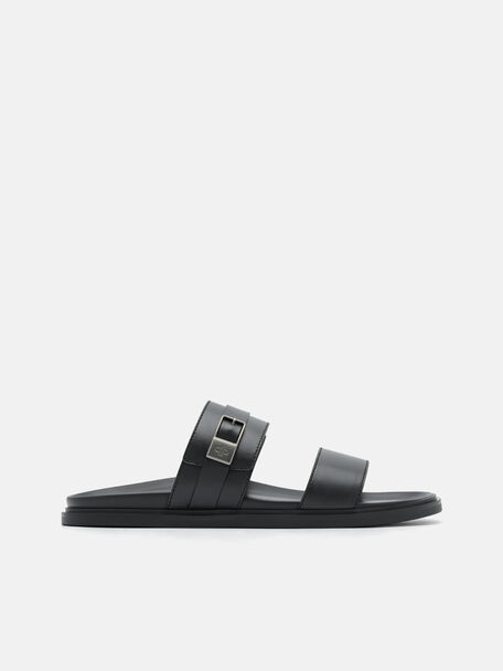 PEDRO Icon Leather Heel Sandals, Black