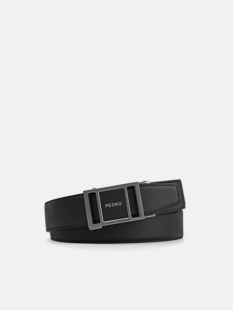 Automatic Leather Belt, Black, hi-res