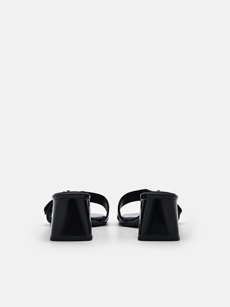 PEDRO Icon Leather Heel Sandals, Black